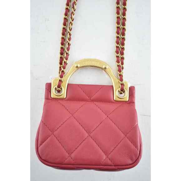 Chanel 21A Pink Mini Flap Card Holder With Chain Handle Shoulder Crossbody Bag - Picture 10 of 12